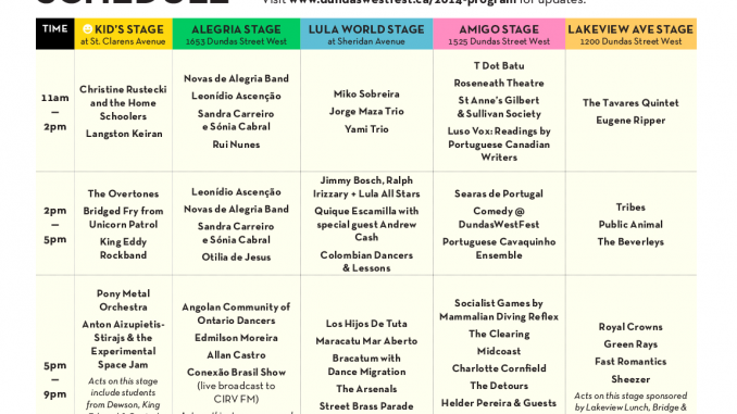 Dundas West Fest 2014 schedule