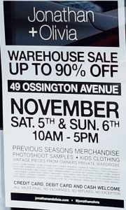 J+O warehouse sale